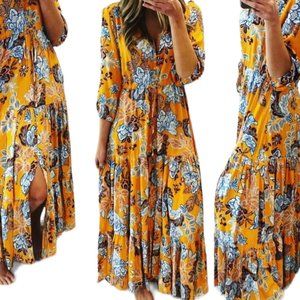 Abel the Label Mango Magic Boho Lagenlook women's maxi dress size XS